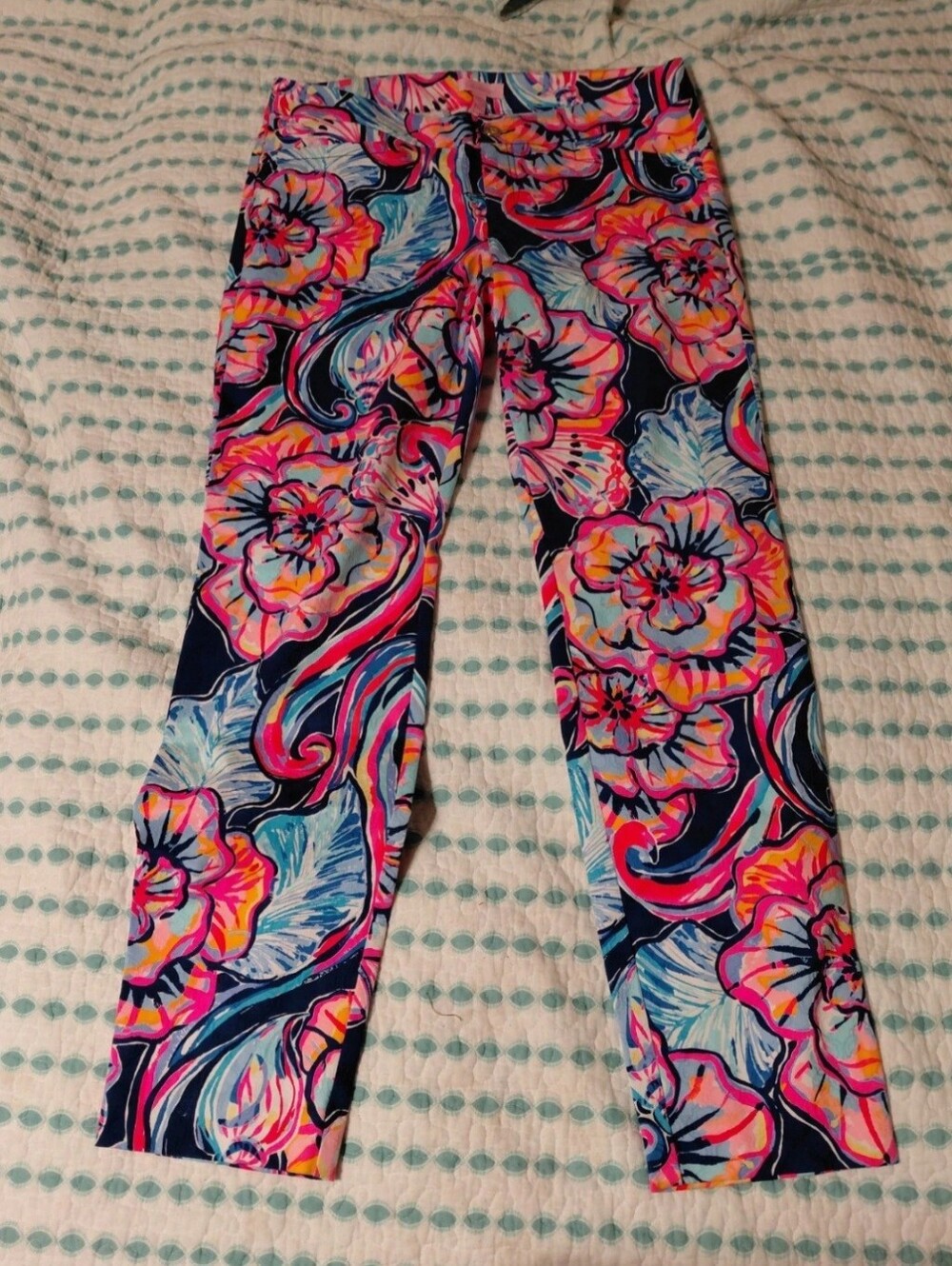 Lilly Pulitzer Kelly Skinny Ankle Stretch Pants in a vibrant floral print Sz 8